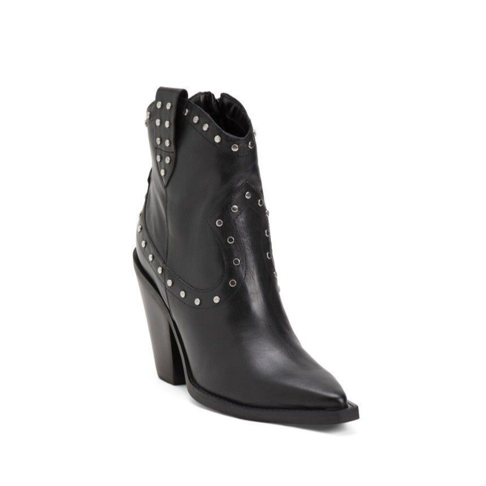 Arezzo Womens 6.5 B Black Studded Cowboy Western Ankle Boots NIB NK4